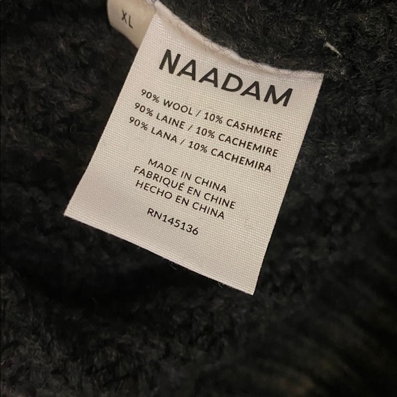 NAADAM V Neck Charcoal Grey Wool & Cashmere Sweater NWT Size XL - Picture 8 of 8